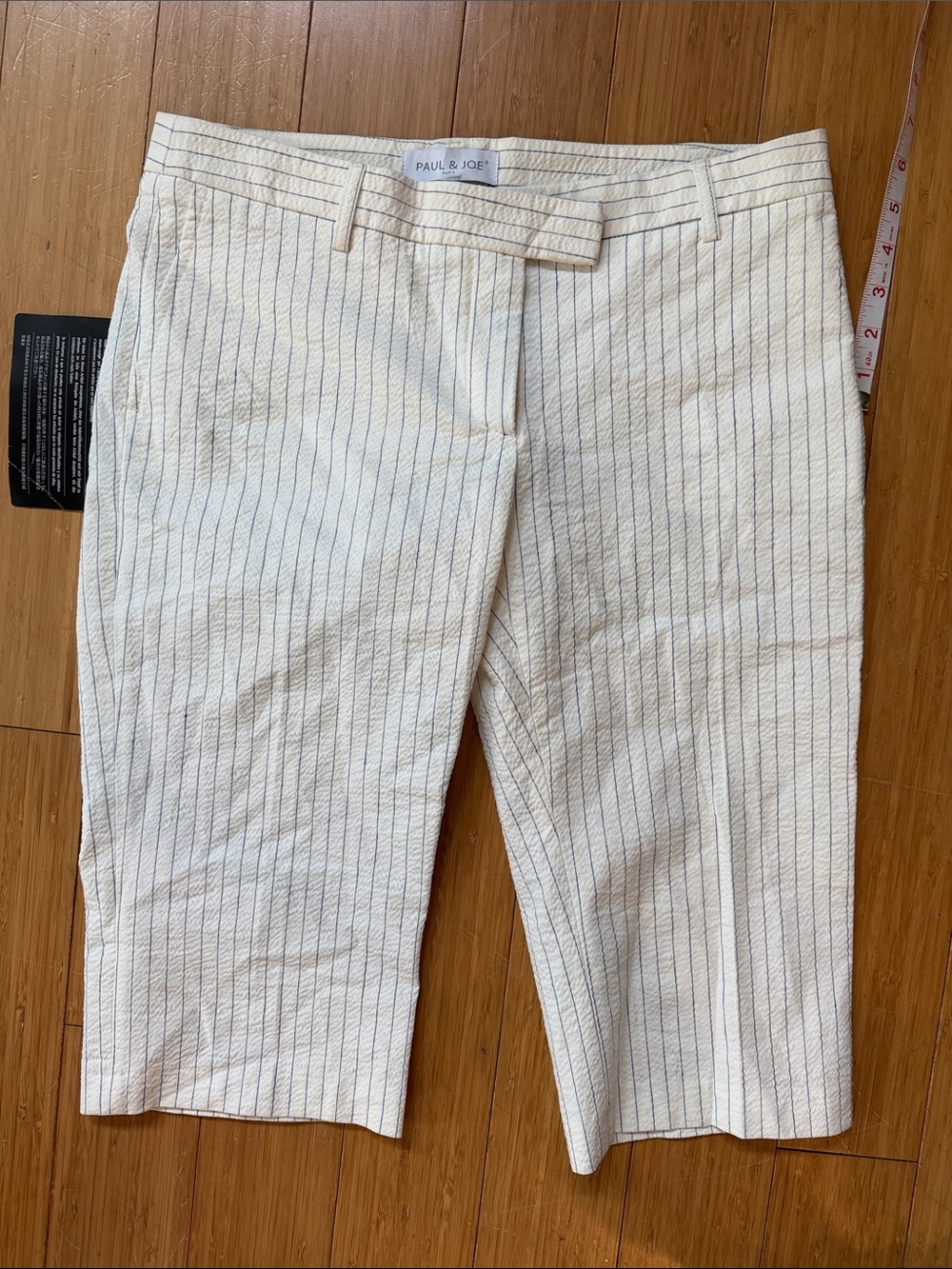 Paul & Joe Cream Trousers with Navy Pinstripes